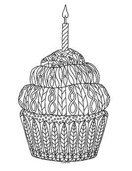 Birthday cupcake antistress coloring book